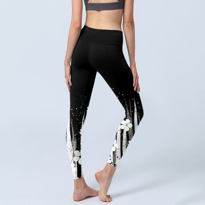 Buddha Stones, weiße Blumen, Wasserpflanzen, Musterdruck, Gym-Leggings, Damen-Yogahose - image 4