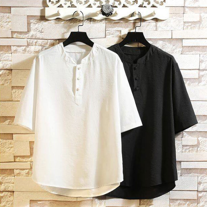 Buddha Stones Vintage Casual Einfarbig Herren Kurzarm Hemd Jacke - image 12