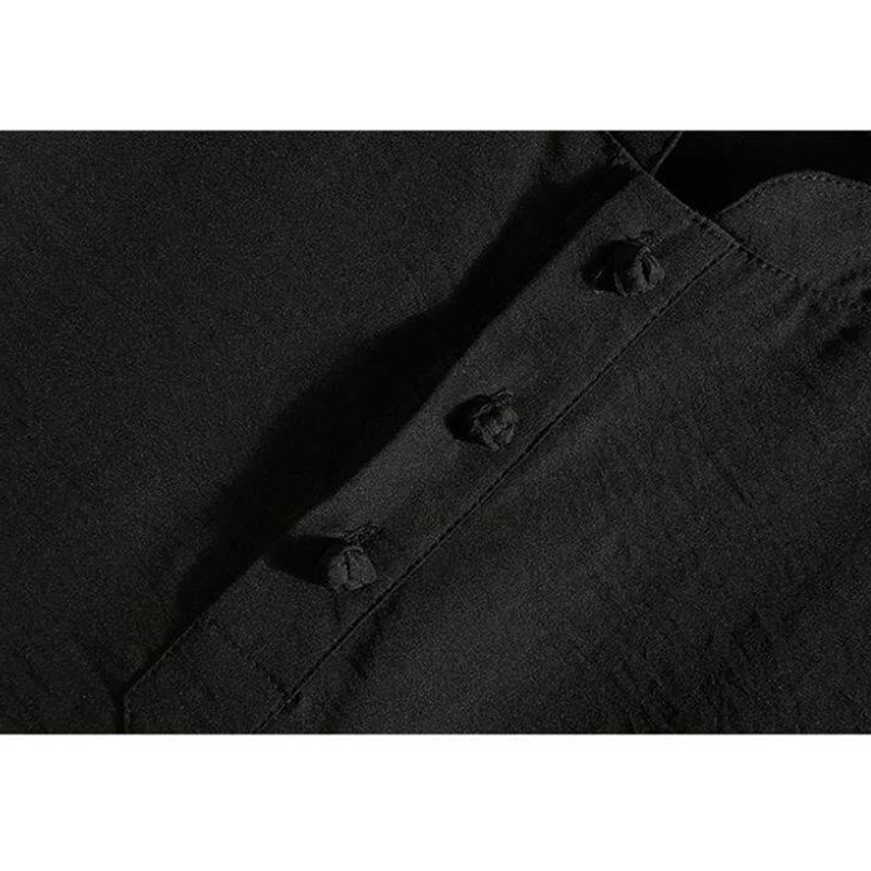 Buddha Stones Vintage Casual Einfarbig Herren Kurzarm Hemd Jacke