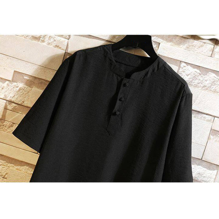 Buddha Stones Vintage Casual Einfarbig Herren Kurzarm Hemd Jacke - image 4