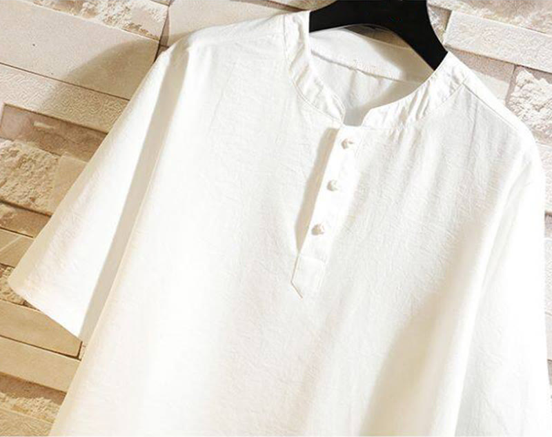 Buddha Stones Vintage Casual Einfarbig Herren Kurzarm Hemd Jacke - image 11