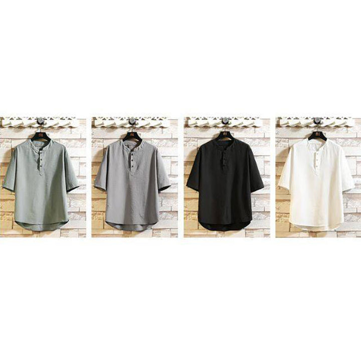 Buddha Stones Vintage Casual Einfarbig Herren Kurzarm Hemd Jacke - image 16