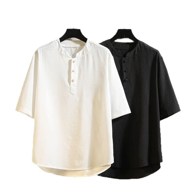 Buddha Stones Vintage Casual Einfarbig Herren Kurzarm Hemd Jacke - image 13