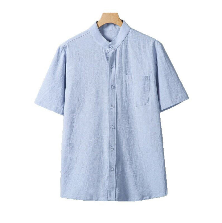 Buddha Stones Daily Printing Einfarbiges, einreihiges Herren-Kurzarmhemd aus Baumwollleinen mit Taschen - image 14