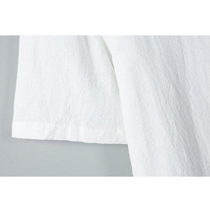 Buddha Stones Daily Printing Einfarbiges, einreihiges Herren-Kurzarmhemd aus Baumwollleinen mit Taschen - image 7