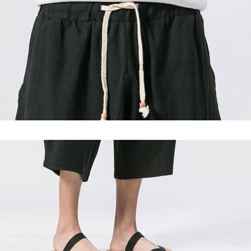 Buddha Stones Sommer-Hose aus Baumwolle und Leinen mit Kordelzug und Taschen, lässig, schlichtes Design, Länge 7–8 - image 13