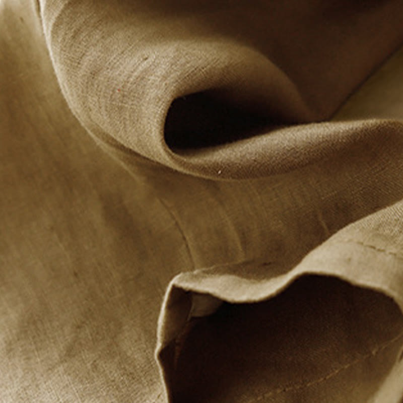 Buddha Stones Sommer-Haremshose aus Baumwolle und Leinen, einfarbig, lässig, Länge 7–8, Knöpfe, mit Taschen - image 4