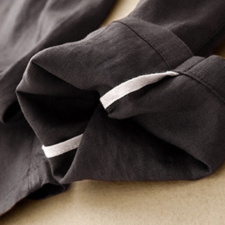 Buddha Stones Sommer-Haremshose aus Baumwolle und Leinen, einfarbig, lässig, Länge 7–8, Knöpfe, mit Taschen - image 7