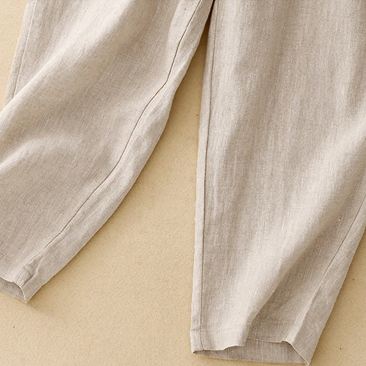 Buddha Stones Sommer-Haremshose aus Baumwolle und Leinen, einfarbig, lässig, Länge 7–8, Knöpfe, mit Taschen - image 18