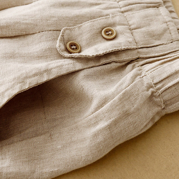 Buddha Stones Sommer-Haremshose aus Baumwolle und Leinen, einfarbig, lässig, Länge 7–8, Knöpfe, mit Taschen - image 17