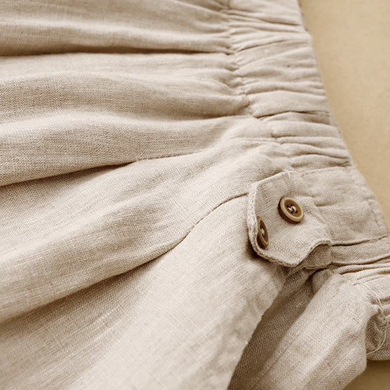 Buddha Stones Sommer-Haremshose aus Baumwolle und Leinen, einfarbig, lässig, Länge 7–8, Knöpfe, mit Taschen - image 14