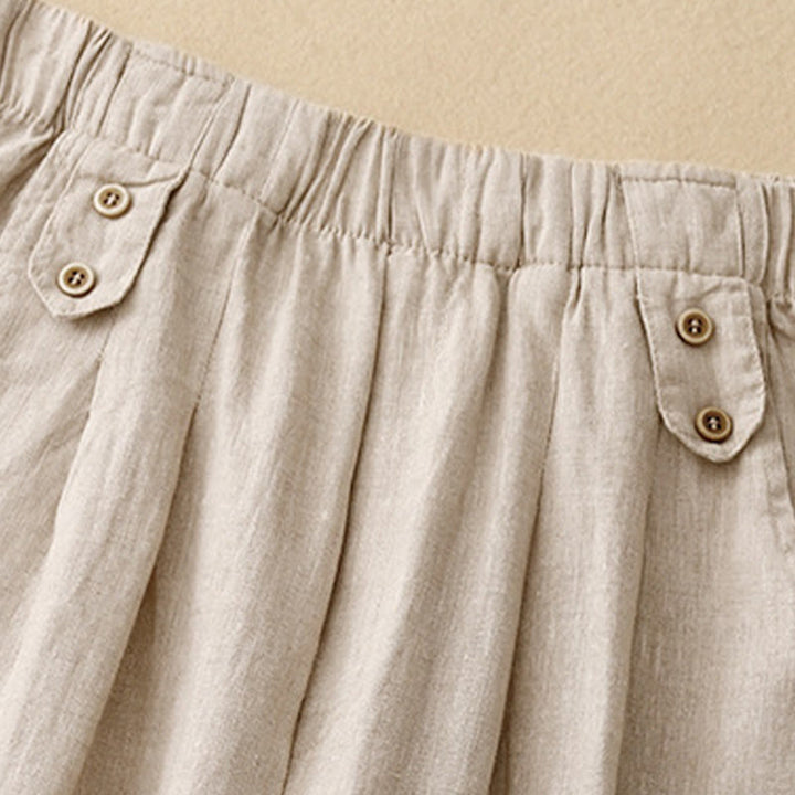 Buddha Stones Sommer-Haremshose aus Baumwolle und Leinen, einfarbig, lässig, Länge 7–8, Knöpfe, mit Taschen - image 12