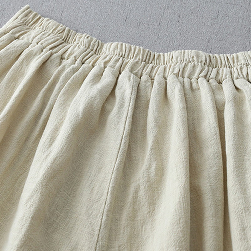 Buddha Stones Lässige, schlichte, lockere Damenhose aus Polyester mit weitem Bein und Taschen in der Länge 7–8