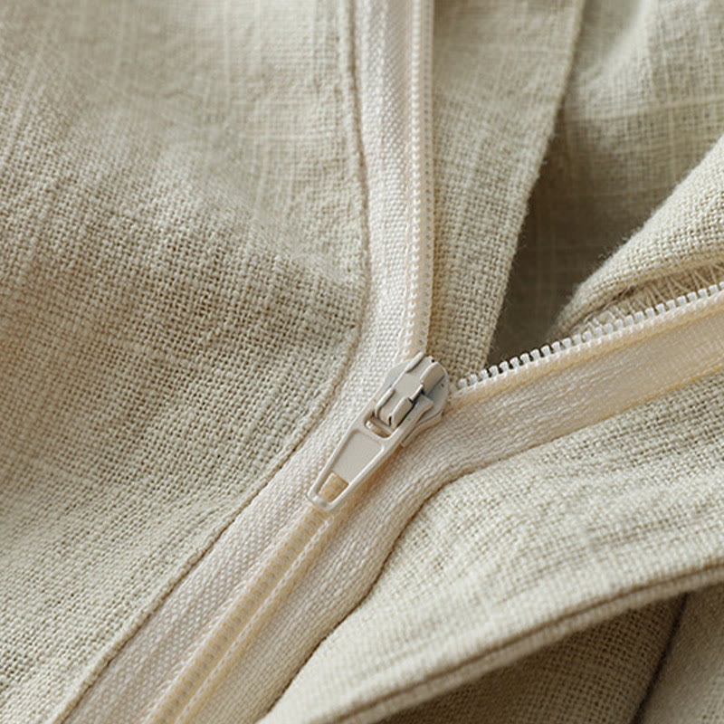 Buddha Stones Lässige, schlichte, lockere Damenhose aus Polyester mit weitem Bein und Taschen in der Länge 7–8