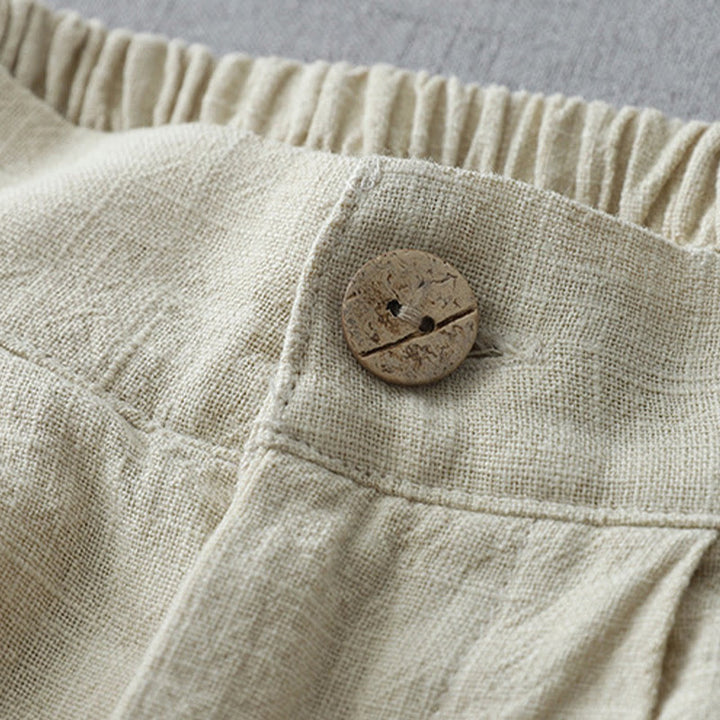 Buddha Stones Lässige, schlichte, lockere Damenhose aus Polyester mit weitem Bein und Taschen in der Länge 7–8
