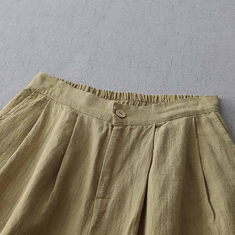Buddha Stones Lässige, schlichte, lockere Damenhose aus Polyester mit weitem Bein und Taschen in der Länge 7–8