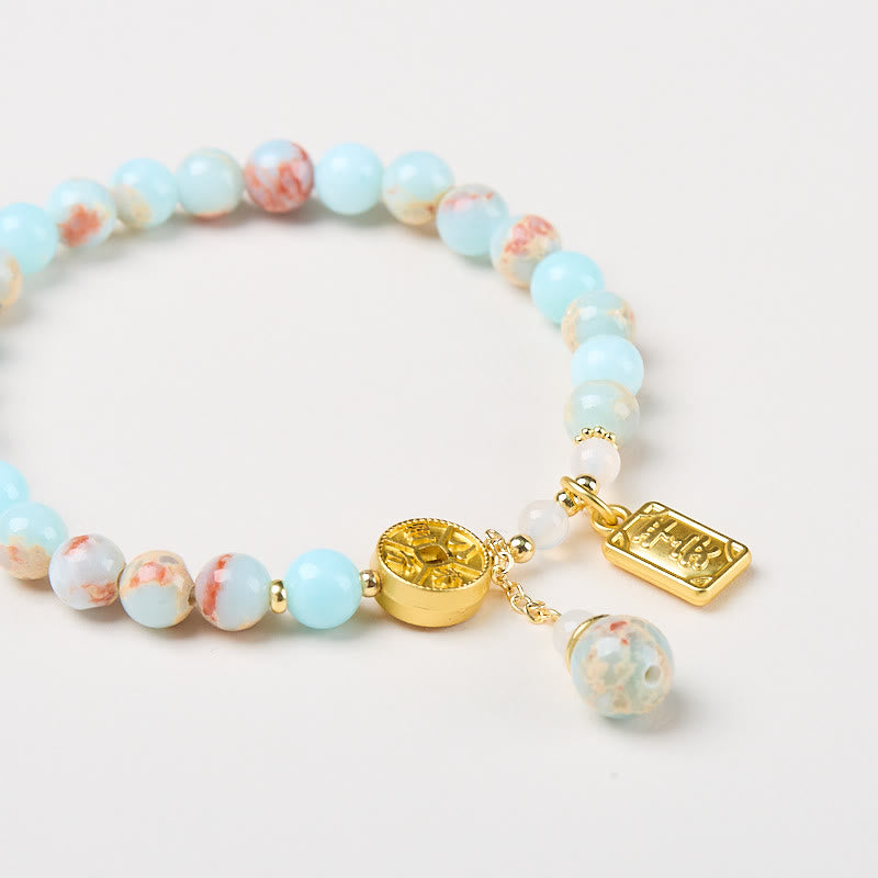 Buddha Stones Shoushan-Stein Kupfermünze Geld aus allen Richtungen Reichtum Armband