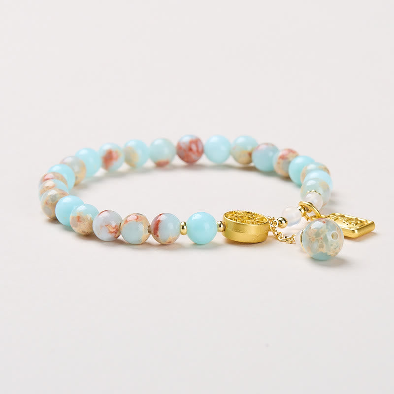 Buddha Stones Shoushan-Stein Kupfermünze Geld aus allen Richtungen Reichtum Armband
