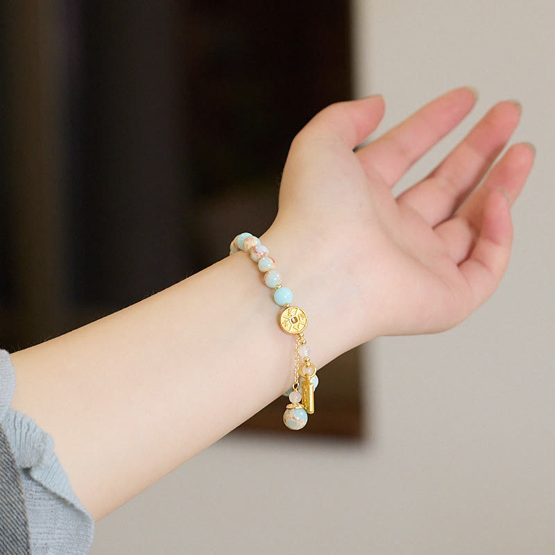 Buddha Stones Shoushan-Stein Kupfermünze Geld aus allen Richtungen Reichtum Armband