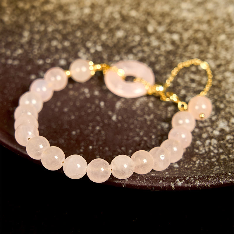Buddha Stones Natürliche rosa Kristallperlen Peace Buckle Selbstakzeptanzarmband - image 1