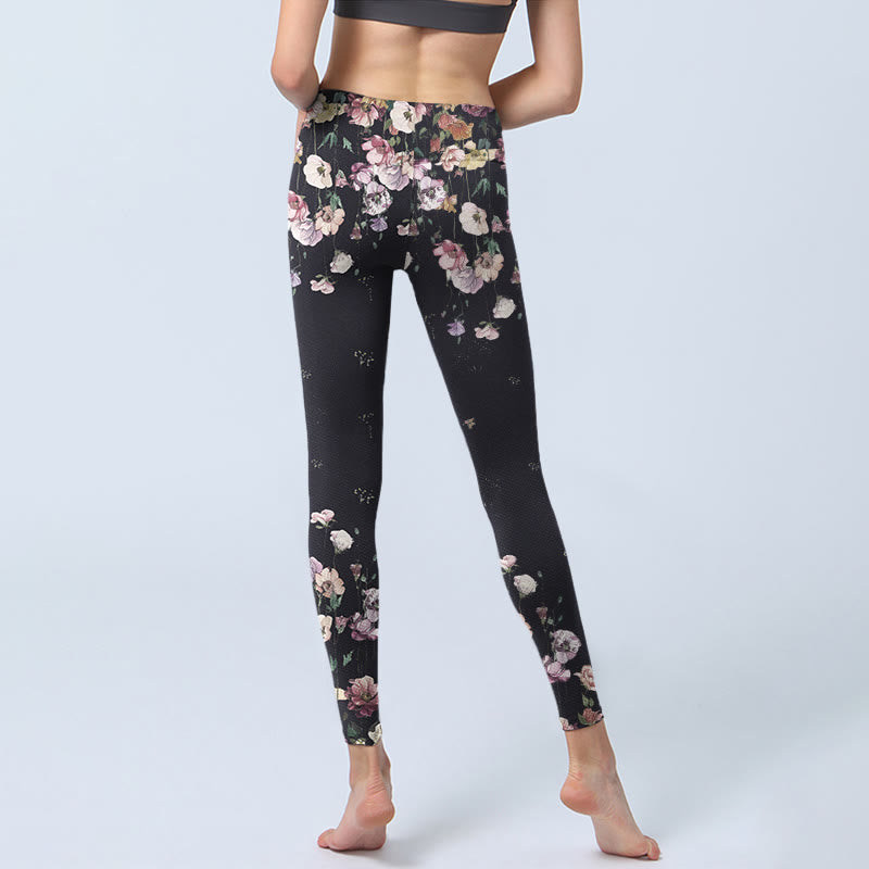 Buddha Stones Stiefmütterchen Blumenmuster Druck Gym Leggings Damen Yoga Hose - image 6