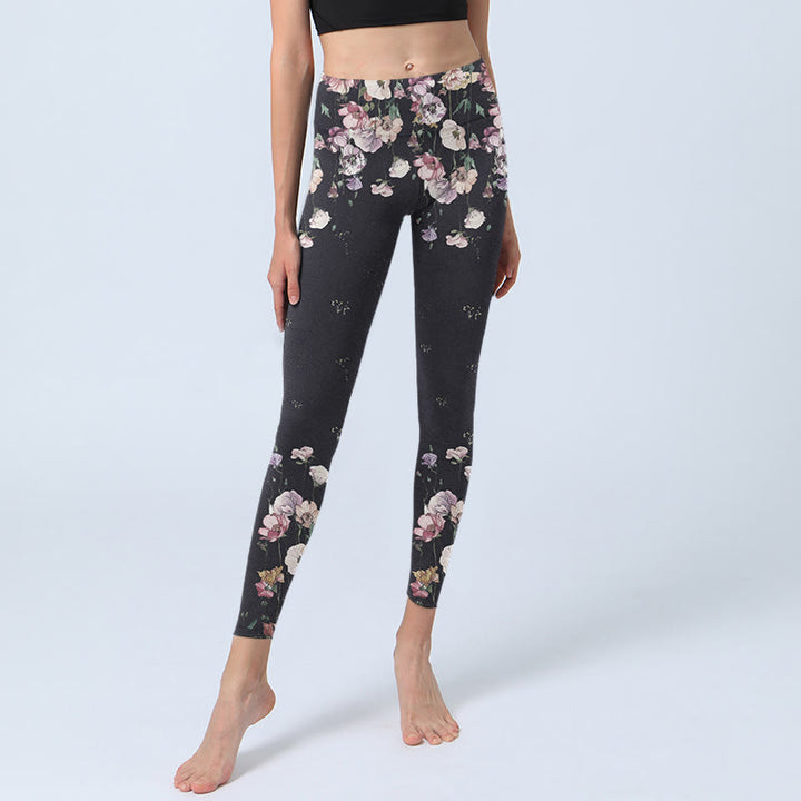 Buddha Stones Stiefmütterchen Blumenmuster Druck Gym Leggings Damen Yoga Hose - image 5