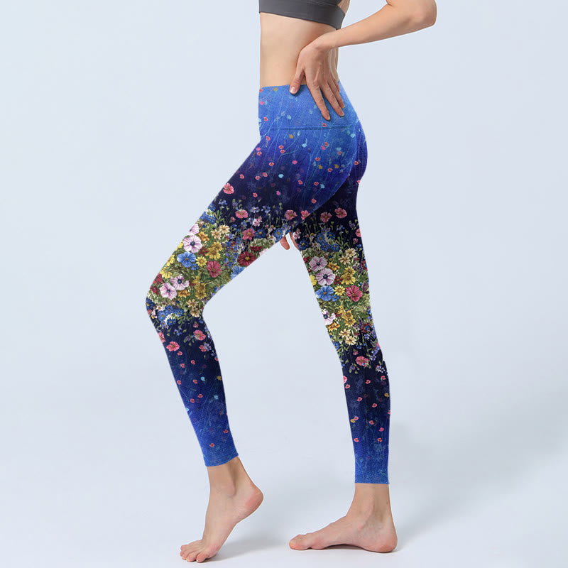 Buddha Stones Farbverlauf Blumenmuster Druck Gym Leggings Damen Yoga Hose - image 3