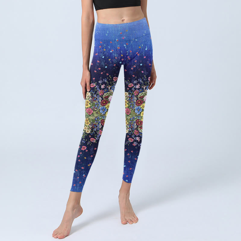 Buddha Stones Farbverlauf Blumenmuster Druck Gym Leggings Damen Yoga Hose - image 5