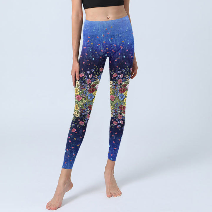 Buddha Stones Farbverlauf Blumenmuster Druck Gym Leggings Damen Yoga Hose - image 5