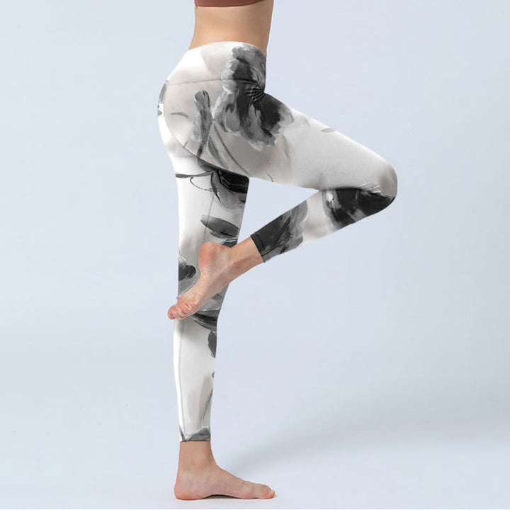 Buddha Stones Aquarell Rose Muster Druck Gym Leggings Damen Yoga Hose - image 4