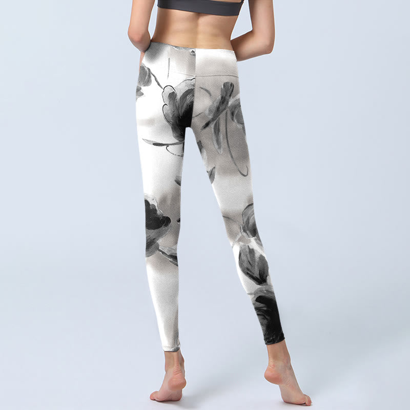 Buddha Stones Aquarell Rose Muster Druck Gym Leggings Damen Yoga Hose - image 6
