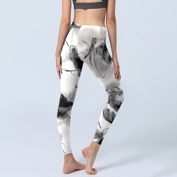 Buddha Stones Aquarell Rose Muster Druck Gym Leggings Damen Yoga Hose - image 3