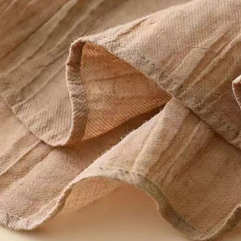 Buddha Stones Lässiges, schlichtes, handgefertigtes Midikleid mit Kordelzug in der Taille, ärmelloses Kleid aus Acryl mit Taschen