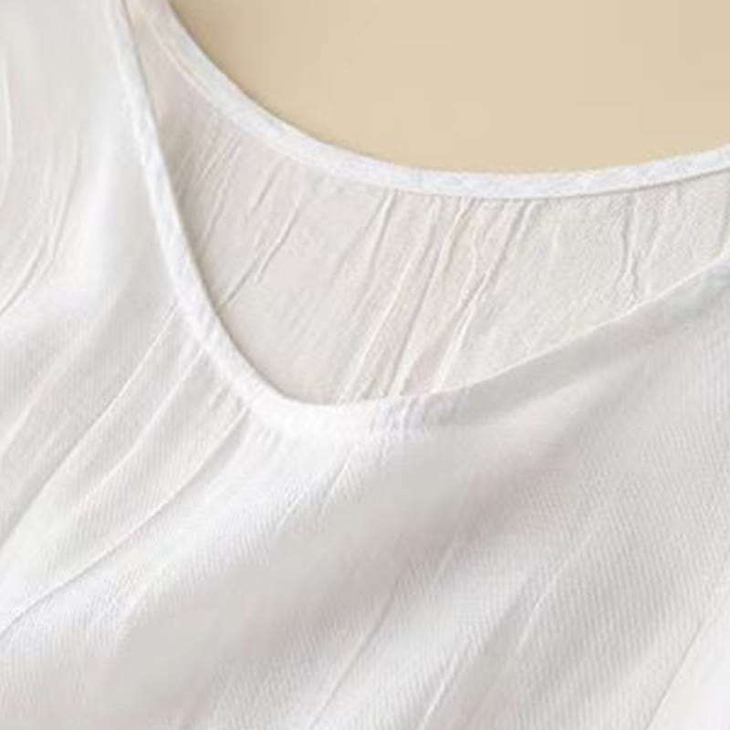 Buddha Stones Lässiges, schlichtes, handgefertigtes Midikleid mit Kordelzug in der Taille, ärmelloses Kleid aus Acryl mit Taschen - image 9