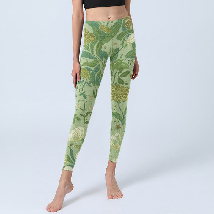Buddha Stones Verschiedene Blumenblätter Musterdruck Gym Leggings Damen Yogahose - image 6