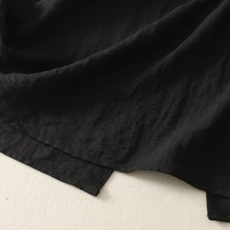 Buddha Stones Lässiges, farblich abgestimmtes, handgefertigtes Midikleid mit Knopfdesign aus Polyester, ärmelloses Kleid mit Taschen - image 4