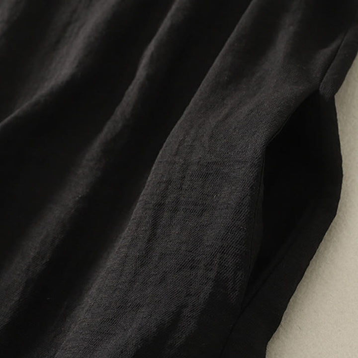 Buddha Stones Lässiges, farblich abgestimmtes, handgefertigtes Midikleid mit Knopfdesign aus Polyester, ärmelloses Kleid mit Taschen - image 3