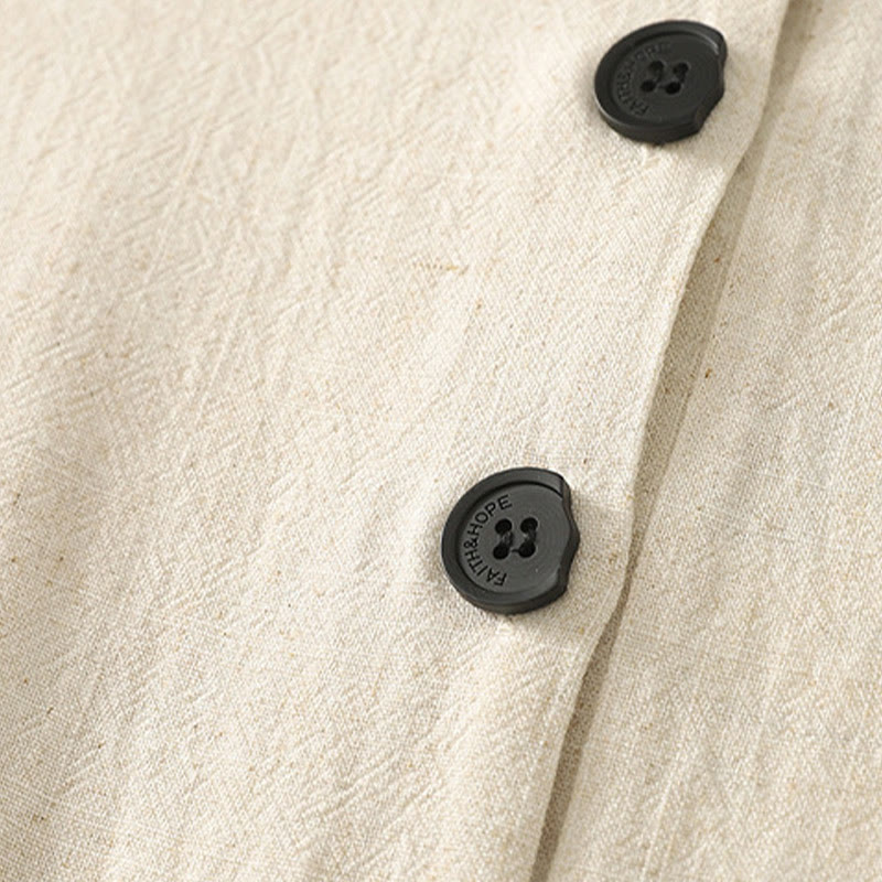 Buddha Stones Lässiges, farblich abgestimmtes, handgefertigtes Midikleid mit Knopfdesign aus Polyester, ärmelloses Kleid mit Taschen - image 9