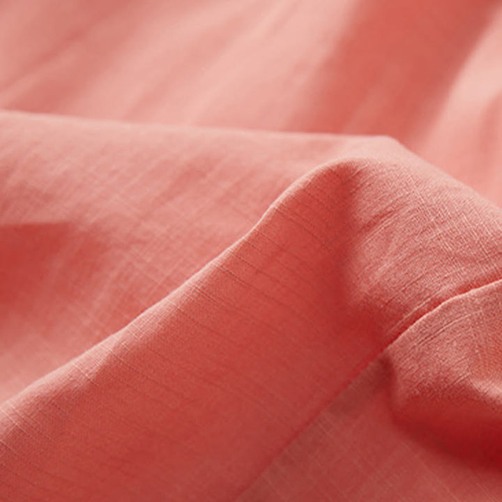 Buddha Stones Sommer Casual Stitching Color Schnürdesign V-Ausschnitt Kurzarm Midikleid - image 5