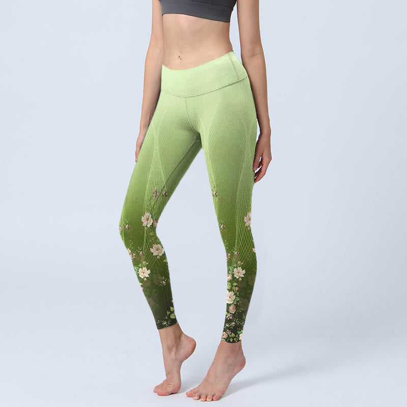 Buddha Stones Rose Lines Musterdruck Gym Leggings Damen Yogahose - Blassgrün - US18， UK/AU22，EU50 (4XL) - image 1