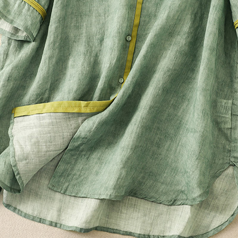 Buddha Stones Sommer-Midikleid aus Acryl mit Stickerei und Stehkragen, Dreiviertelärmeln - image 4