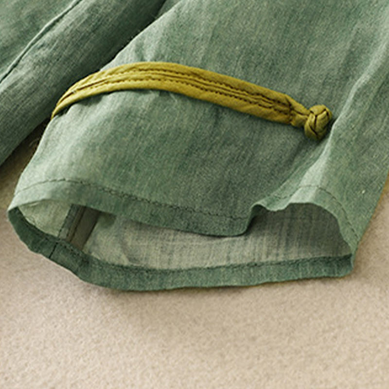 Buddha Stones Sommer-Midikleid aus Acryl mit Stickerei und Stehkragen, Dreiviertelärmeln - image 3