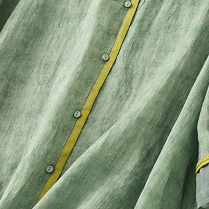 Buddha Stones Sommer-Midikleid aus Acryl mit Stickerei und Stehkragen, Dreiviertelärmeln - image 2