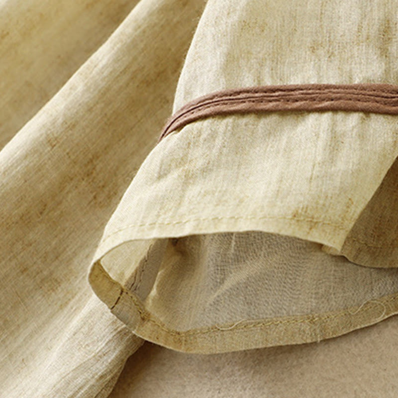 Buddha Stones Sommer-Midikleid aus Acryl mit Stickerei und Stehkragen, Dreiviertelärmeln - image 13