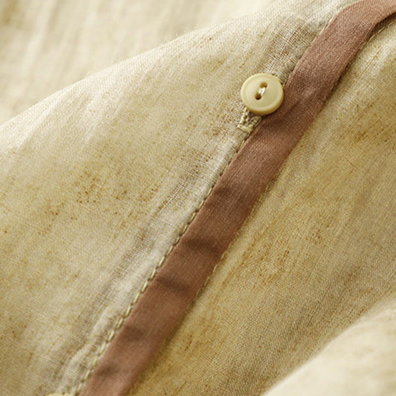 Buddha Stones Sommer-Midikleid aus Acryl mit Stickerei und Stehkragen, Dreiviertelärmeln - image 15