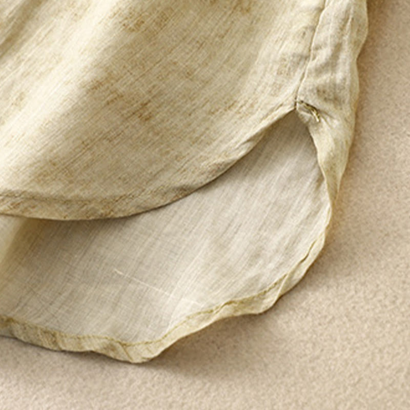 Buddha Stones Sommer-Midikleid aus Acryl mit Stickerei und Stehkragen, Dreiviertelärmeln - image 17