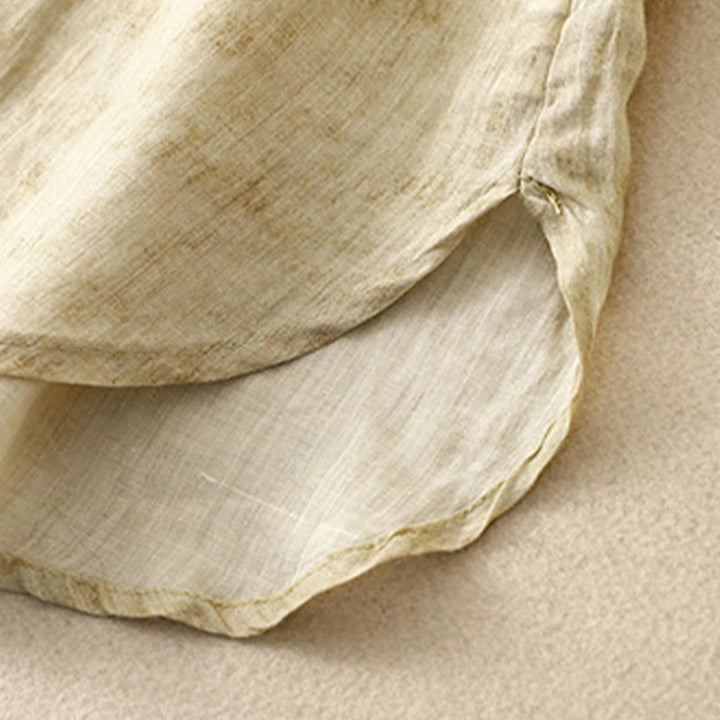 Buddha Stones Sommer-Midikleid aus Acryl mit Stickerei und Stehkragen, Dreiviertelärmeln - image 17