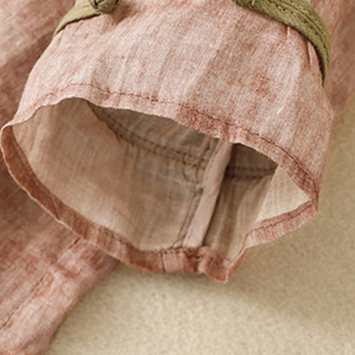 Buddha Stones Sommer-Midikleid aus Acryl mit Stickerei und Stehkragen, Dreiviertelärmeln - image 19