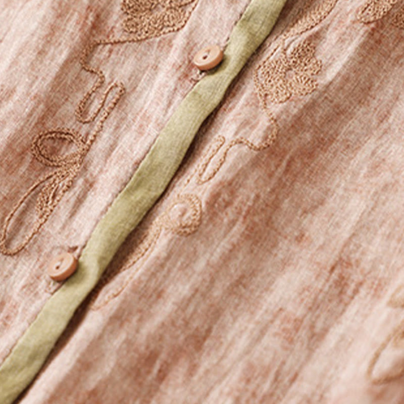 Buddha Stones Sommer-Midikleid aus Acryl mit Stickerei und Stehkragen, Dreiviertelärmeln - image 21