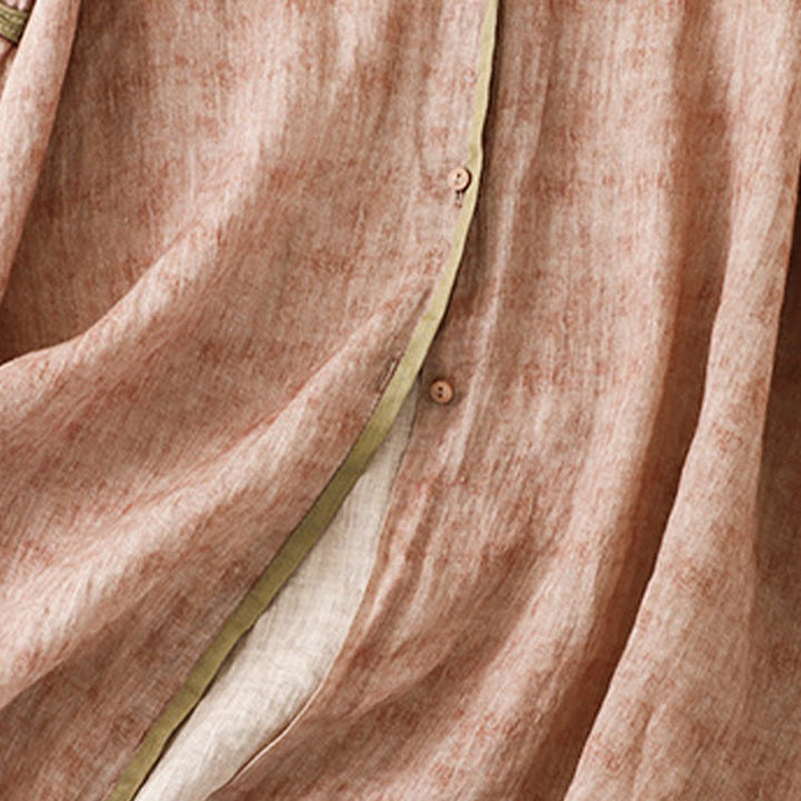 Buddha Stones Sommer-Midikleid aus Acryl mit Stickerei und Stehkragen, Dreiviertelärmeln - image 22